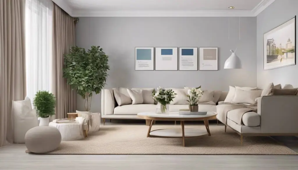 Photo of a modern living room with clean and organized furniture.