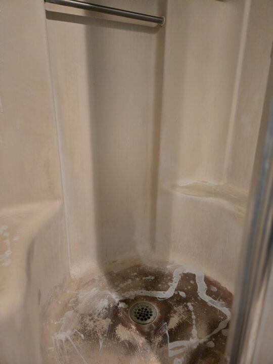 Ancient Grime on Shower Floor, made brand new. - Before