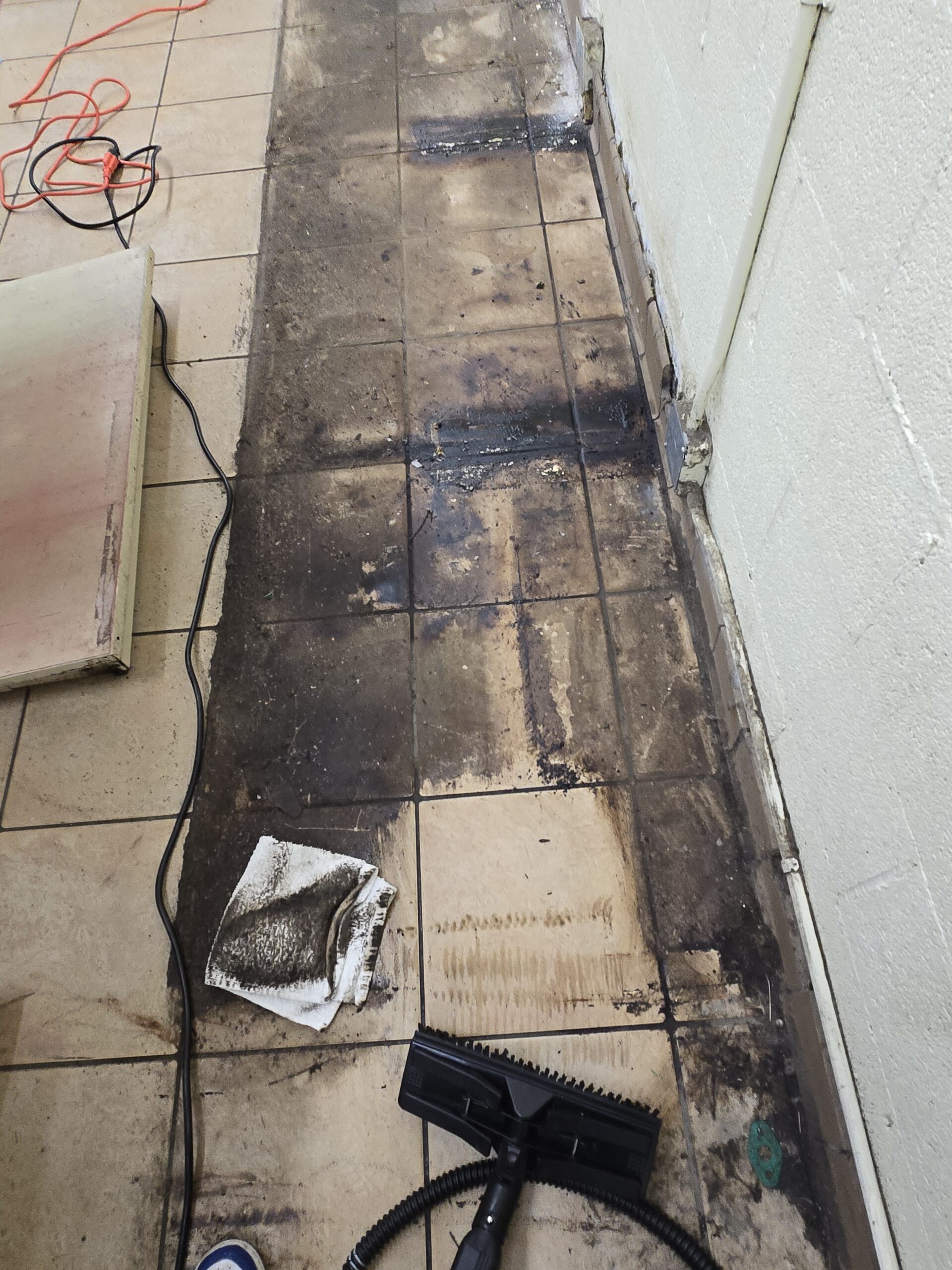Dirty Floors Cleaned by Steamer - Before