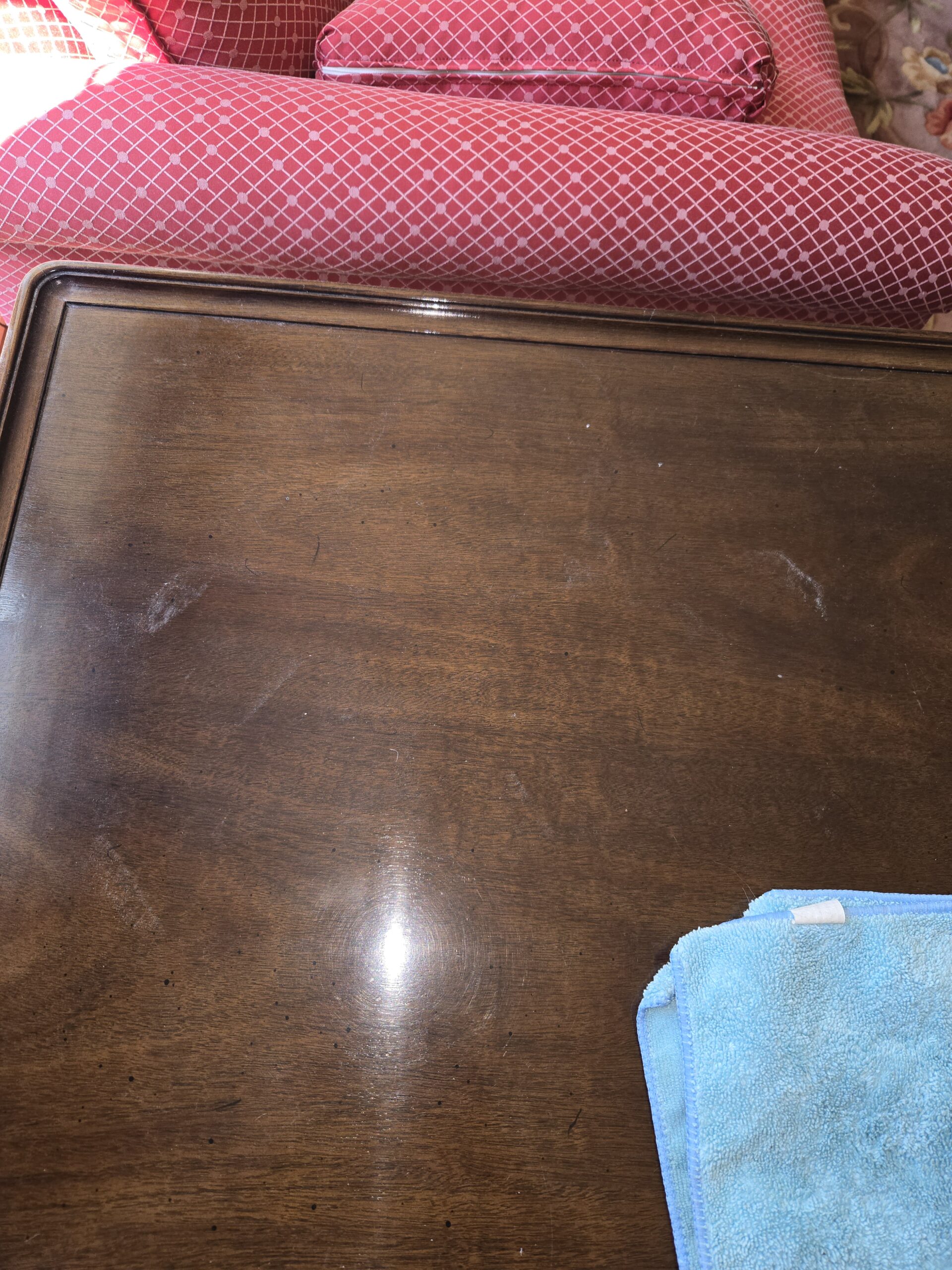 End Tables polished with lemon oil. - Before