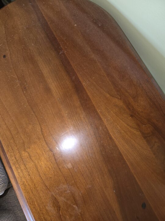Table polished with lemon oil - Before