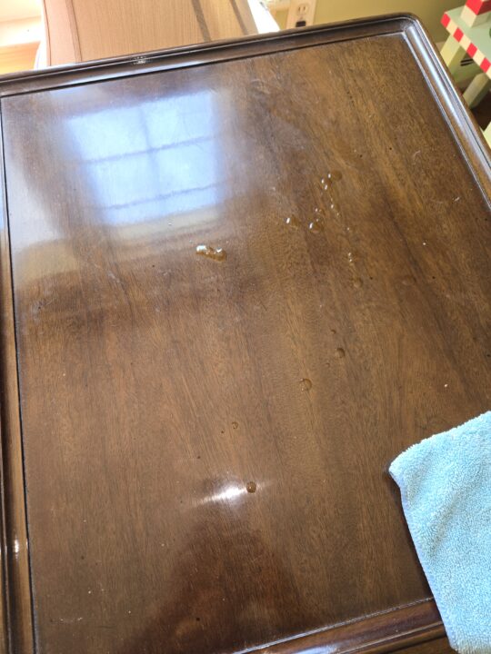 End Tables polished with lemon oil. - Before